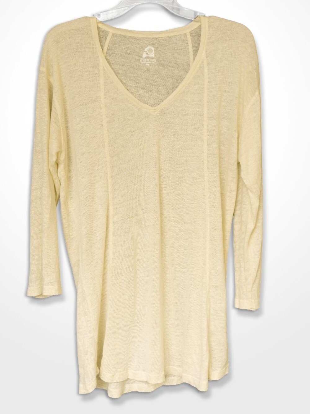 Overland Linen Tunic Top Sheer Slouchy Butter Yellow Lagenlook Breathable Loose